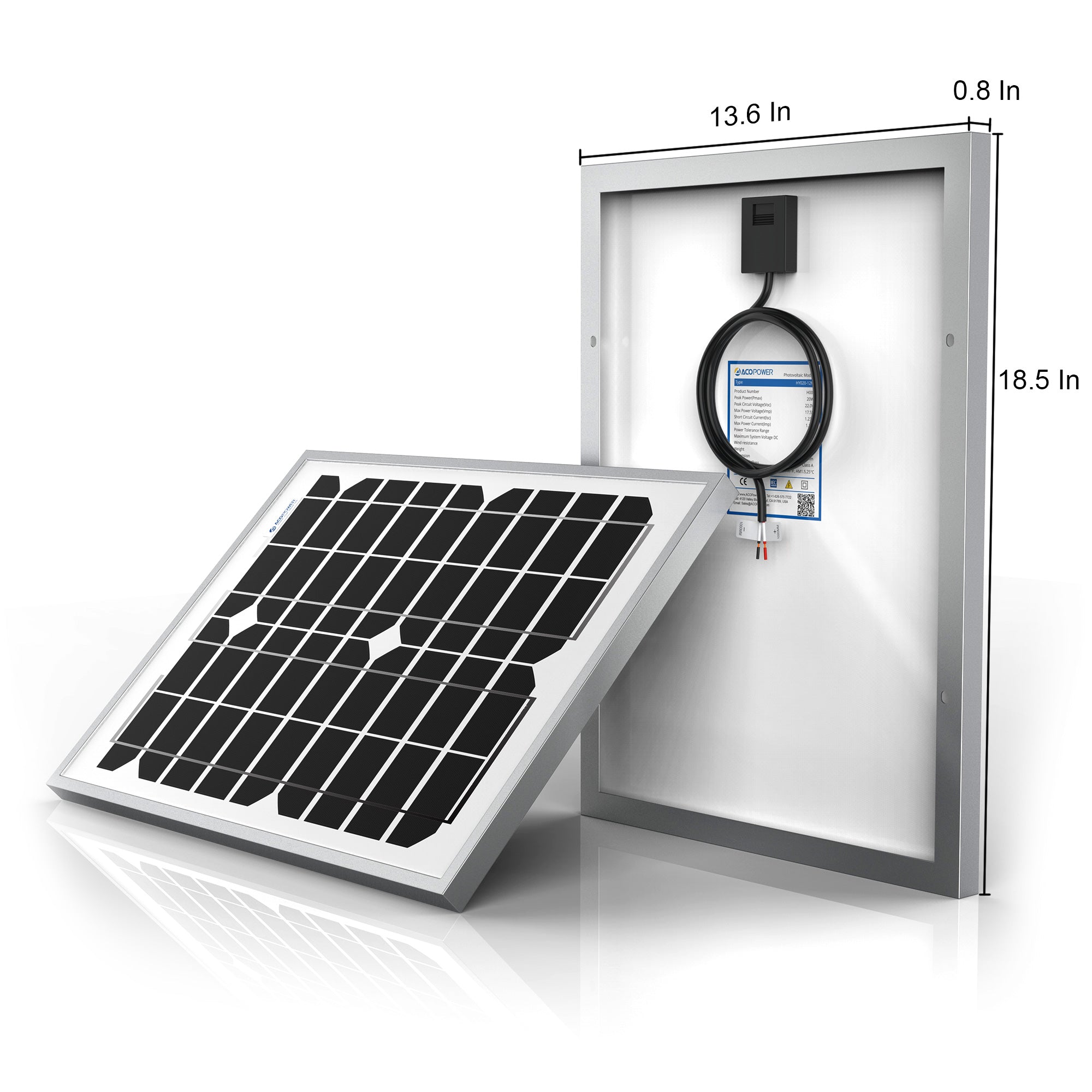 ACOPOWER Mono Solar Panel——5W, 10W, 20W, 30W, 50W